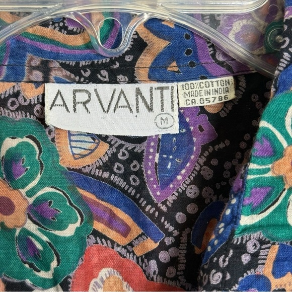 Vintage Paisley Tie Front Shirt Size Medium Cotton Boho Short Sleeve Top - Picture 3 of 6